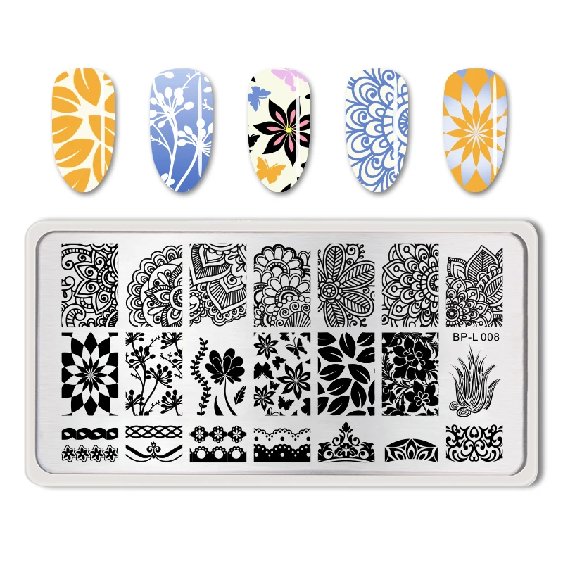 BORN PRETTY дизайн ногтей штамп штамповки пластины цветок животное из нержавеющей стали рождественские штампы для ногтей шаблон Трафарет DIY инструменты для маникюра - Цвет: BP-L008