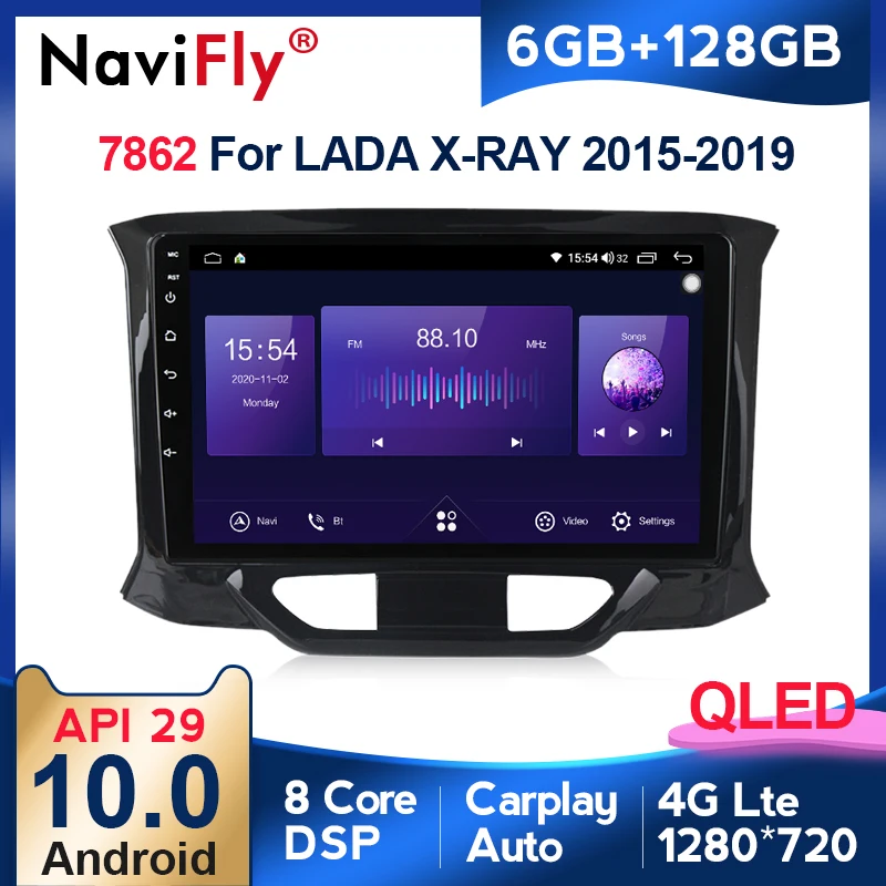 6G + 128G Android 10 QLED 4G для LADA Xray X ray 2015 2019 автомобильный Радио мультимедийный видео