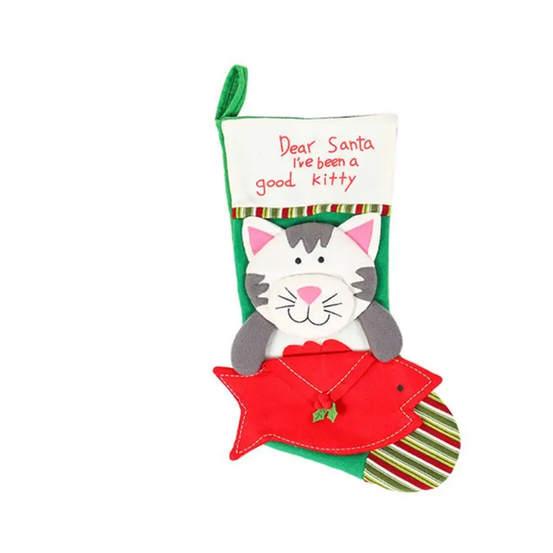 

18inchs Cat/dog Christmas Stocking large Sock Santa Claus Candy Gift Bag Xmas Stocking Gift Home Holiday Decoration