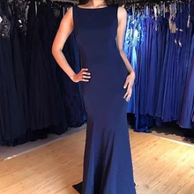 Королевский синий спандекс длинные русалка выходные платья без рукавов с v-образным вырезом сзади Русалка Формальное вечернее платье Robe De Soiree