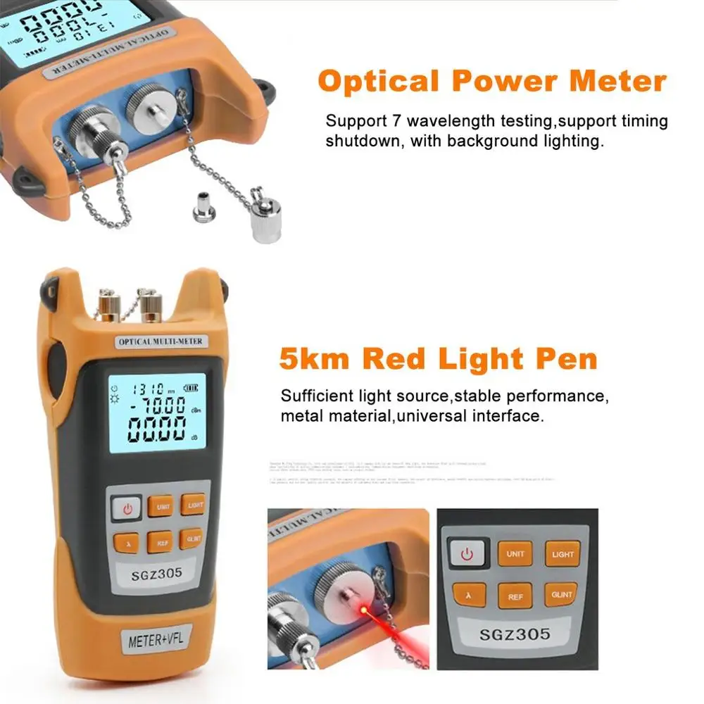 Fiber Optic FTTH Tool Kit With Fiber Cleaver Stripping Pliers Miller's Pliers 5km Red Light Laser Optical Power Meter