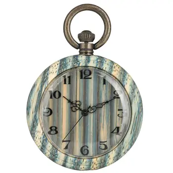 

Natural Green Wooden Quartz Pocket Watch Women Clear Bamboo Retro Pendant Watches Gift Valentine's Day montre gousset homme