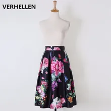VERHELLEN/Новинка года; Осенняя элегантная женская модная юбка миди с цветочным принтом и высокой талией; праздничная одежда; Saia Femininas