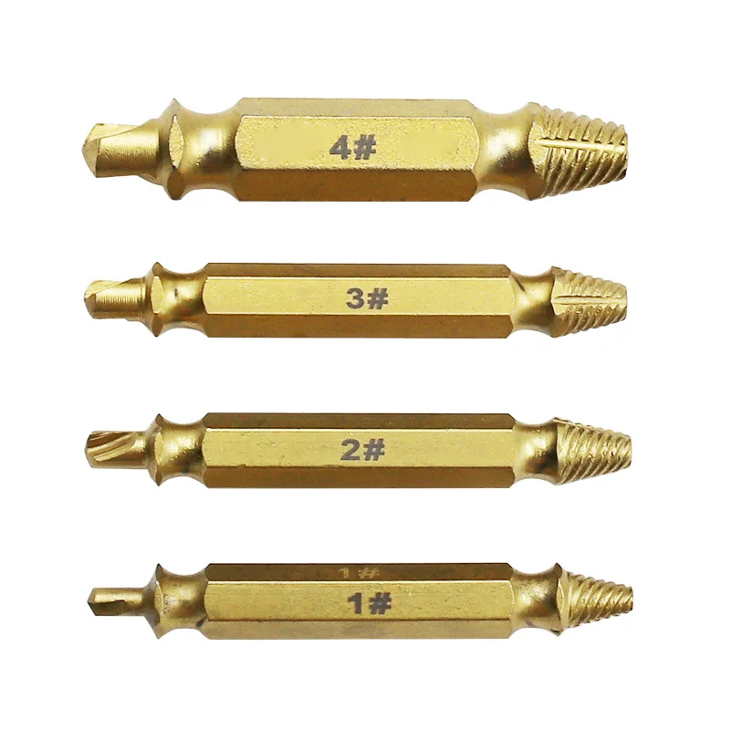 Titanium plating Damaged Screw Extractor Drill Bits Guide Set Broken Speed Out Easy out Bolt Stud Stripped Screw Remover Tool