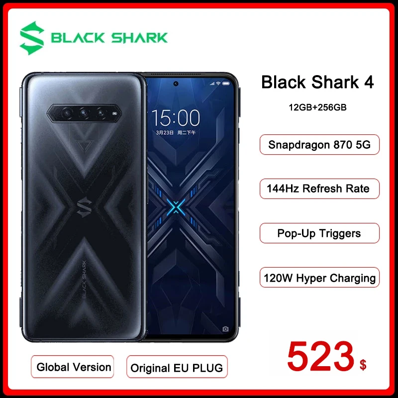Global Version Black Shark 4 5G Gaming Smartphone Snapdragon 870 120W Fast Charge 144Hz Refresh Rate Samsung E4 Screen NFC OTA | Мобильные