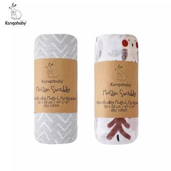 Kangobaby #My Soft Life# Forest Style Muslin Cotton Swaddle Blanket For Newborn Baby 1