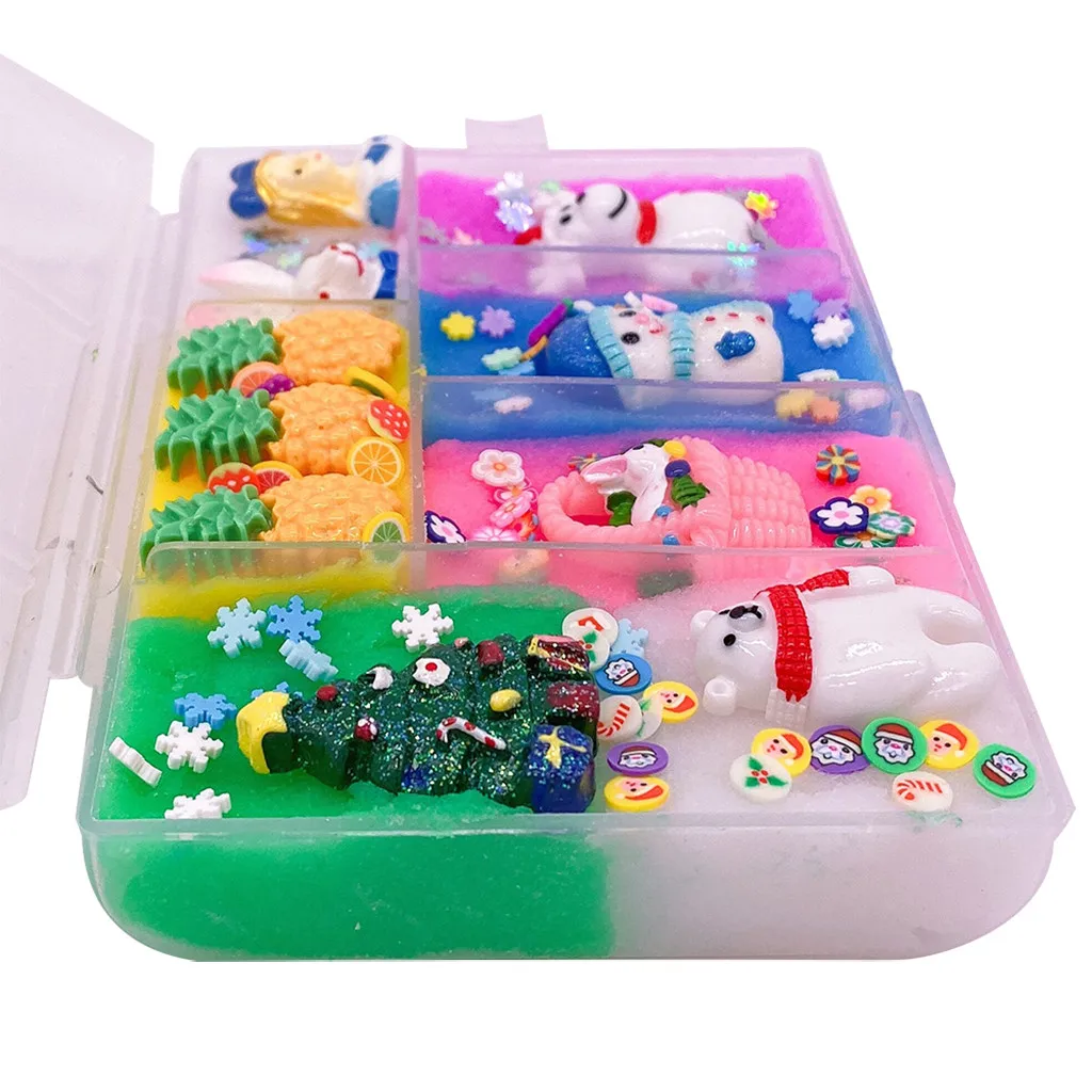 Slime Charms рождественские игрушки Slime DIY глина смешивание облако хлопок грязь Санта Клаус Кристалл Slijm Speelgoed Рождественская игрушка детский подарок
