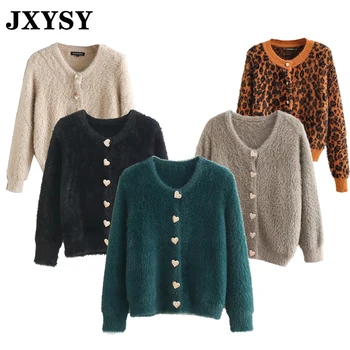 

JXYSY Za 2020 Winter Jacket Women Vintage Stylish Faux Fur Short Knitted Jacket Coat Metal Button Female Outerwear Chic Tops