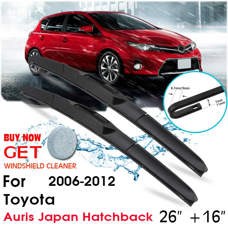 

Car Wiper Blade Front Window Windshield Rubber Silicon Refill Wipers For Toyota Auris Japan Hatchback 2006-2012 LHD/RHD 26"+16"