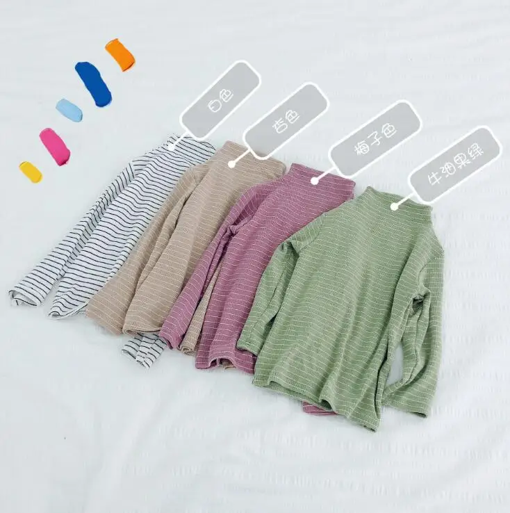 

2019 New Style Girls Boys Striped T-Shirt Full Sleeve Autumn Cotton Fashion Girls Top 1-6t PZ996