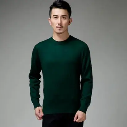 Dark green o-neck Кашемировый хлопковый мужской свитер осень-зима, трикотажное платье-свитер hombre pull homme hiver, мужской пуловер с круглым вырезом, вязаные свитера - Color: Dark green o-neck