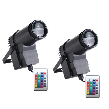 

2pcs/lot Wireless Remote Control 10W RGB LED Beam Pinspot Light DJ Mirror Ball Spot Lighting For KTV Bar Party Disco Spotlight