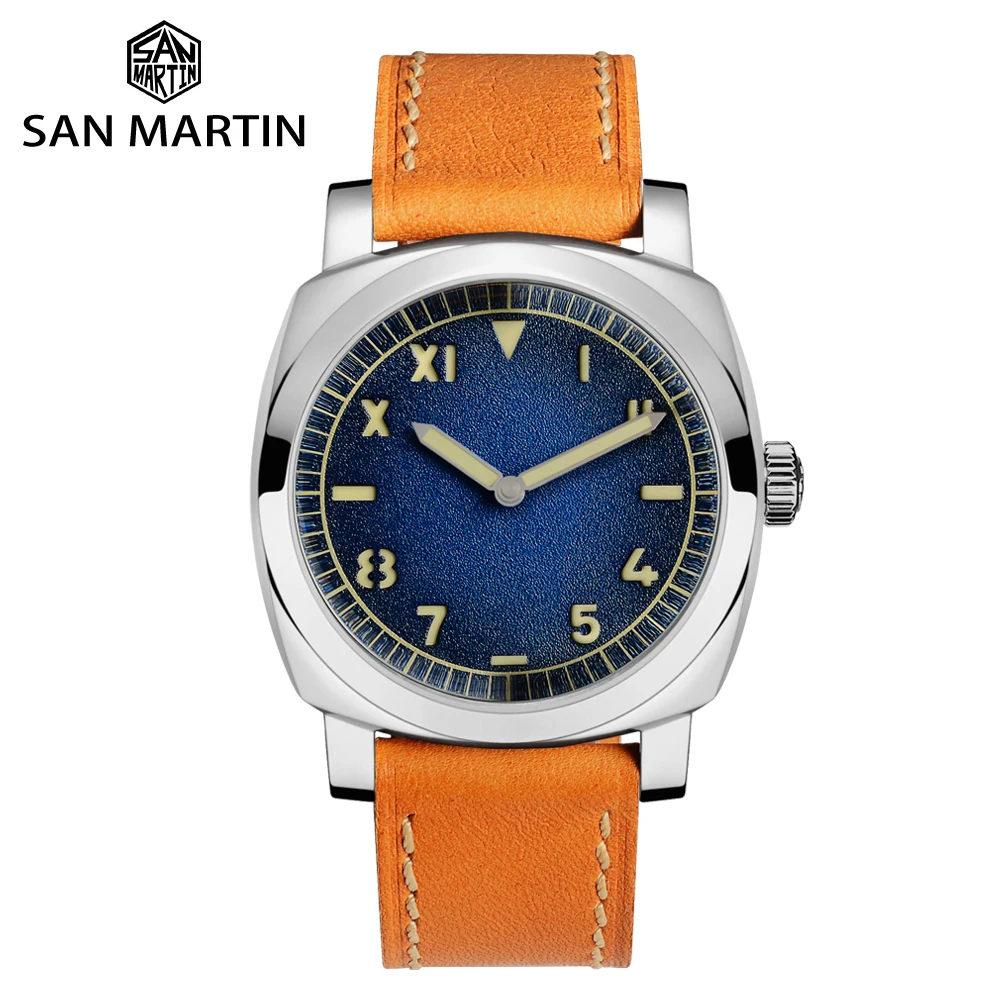 Часы San Martin винтажные автоматические мужские часы из нержавеющей стали