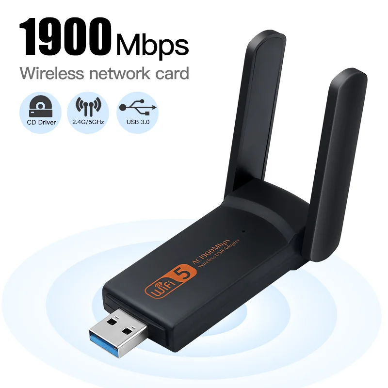 1900Mbps Dual Band 2.4Ghz/5Ghz Wireless USB Network WiFi Card Mini USB 3.0 Ethernet Adapter Dongle 802.11ac Receiver For Laptop 