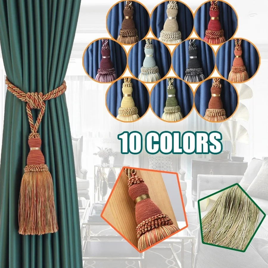 Decorative Rope Fringe Tassel Window Curtain Holdback Tie Back Pair 10 Colors 