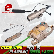 Элемент страйкбол surefir M300 Мини Охота Wapen свет ИК зеленый лазер PEQ15 двойной переключатель управления тактический пистолет фонарик для оружия