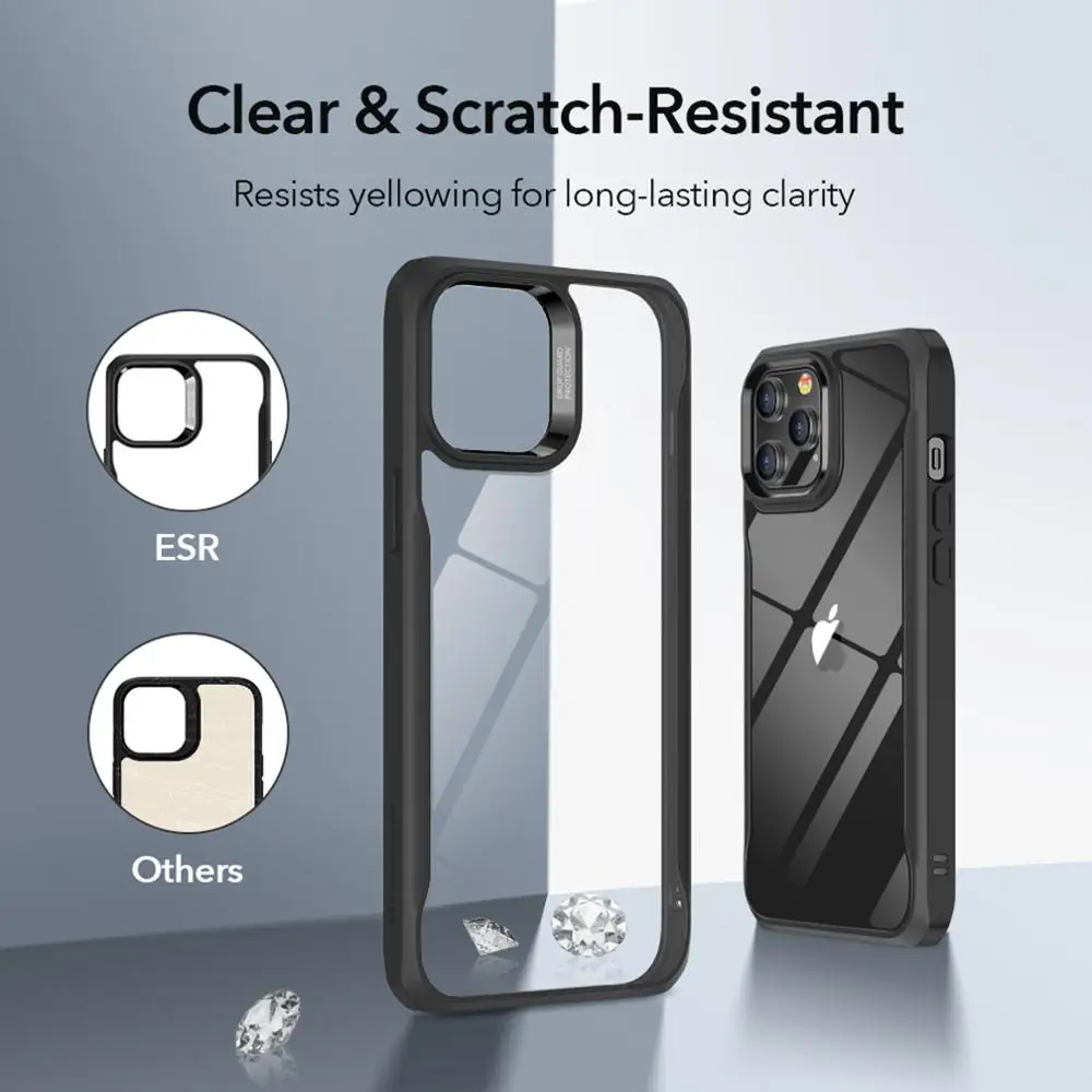 ESR for iPhone 12 Case Glass Shockproof Back Cover for iPhone 12 mini 12Pro Max Case with 2pcs Tempered Glass Screen Protector
