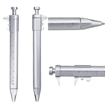 

1pc Vernier Caliper Tool Ballpoint Pen Silver Vernier Caliper Multifunction Pen Creative School Gifts Marker Signing Pen