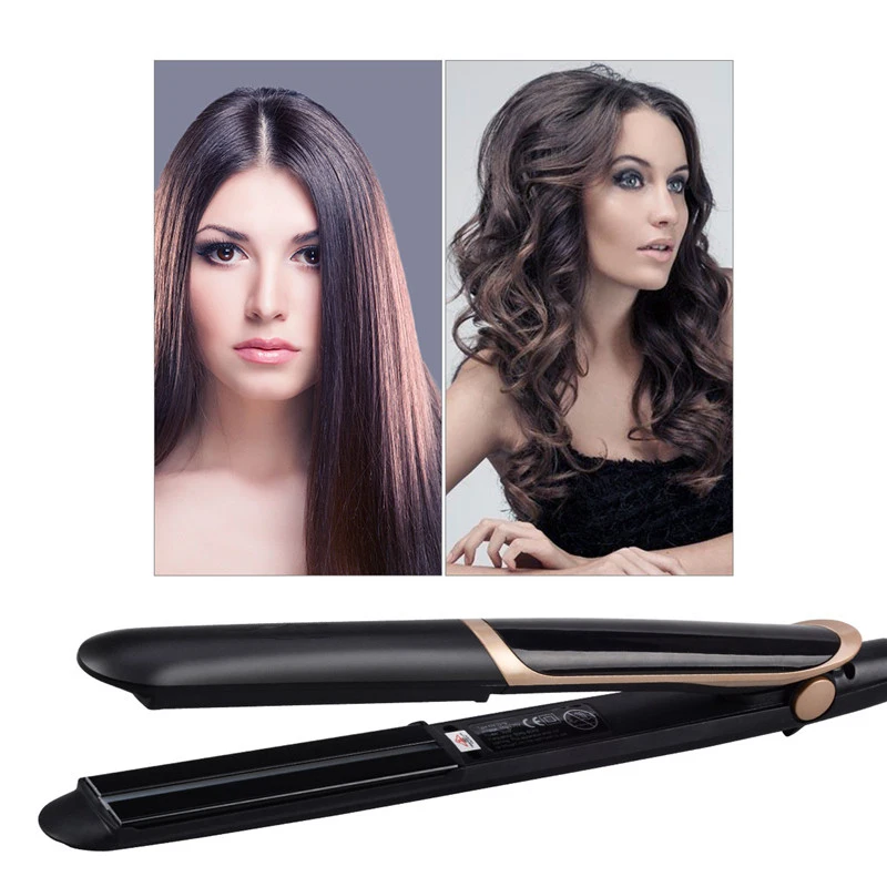 H6e5b0d7611134db39fd80475f184ca9fz 2 In 1 Professional Hair Straightener Curler Ionic Infrared Flat Iron Hair Curling Iron LCD Display Ceramic Styling Tool