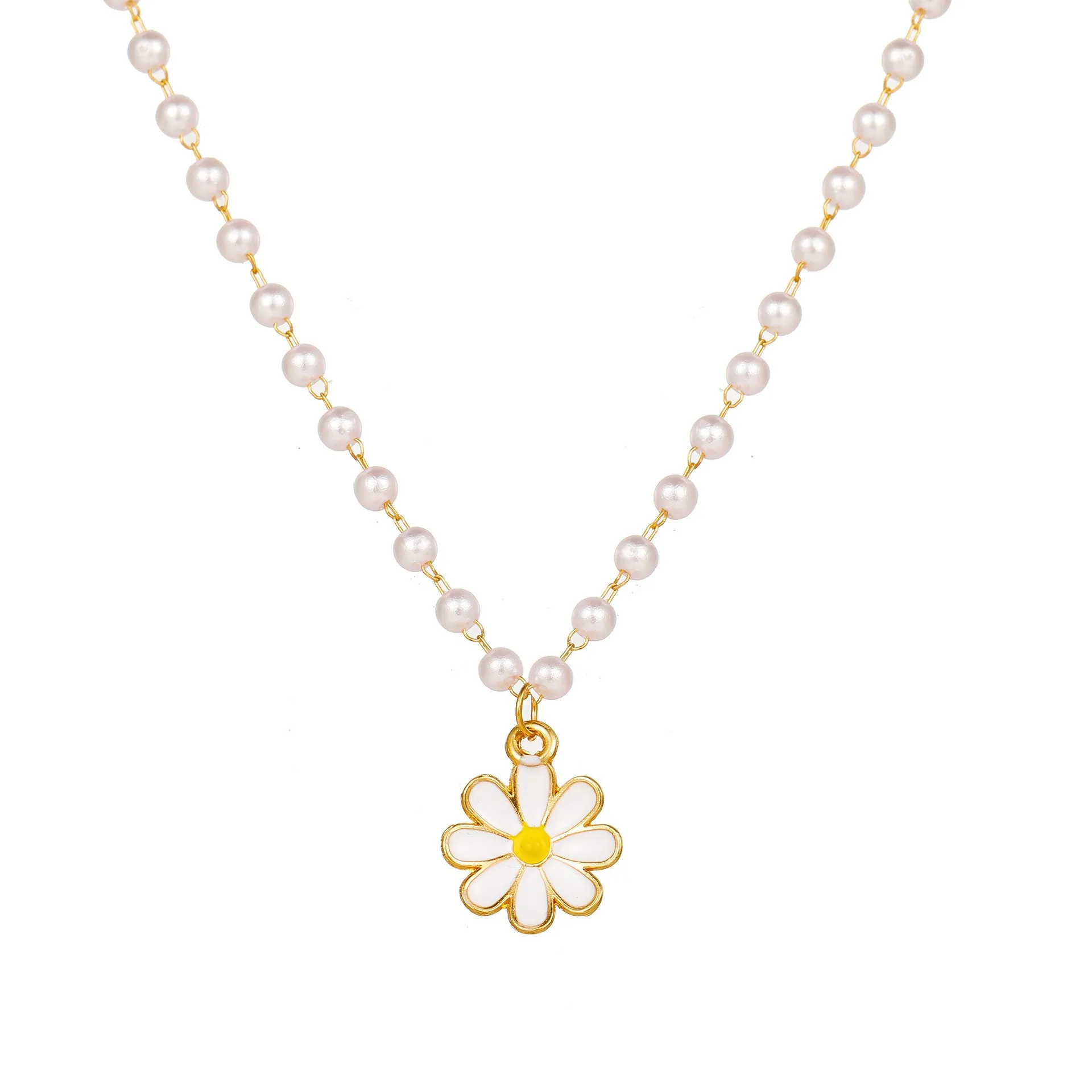 Fashion Sweet Daisy Flower Bracelets Personality Minimalist Flowers Pearl Bracelet Women Party Banquet Statement Jewelry Gift