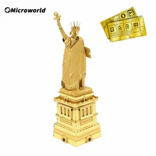 Mircroworld – Puzzle métallique pour adultes, Kit de modèles 3D, Statue de la liberté, célèbre bâtiment américain, Puzzle découpé au Laser, jouets à faire soi même