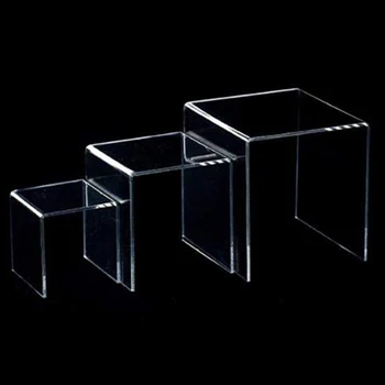 

3PCS Square Transparent Acrylic Display Stands For Jewerly Makeup Products For Shops To Display Books, Jewelry Or Characters