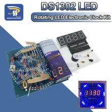 Вращающийся светодиодный дисплей будильник электронные часы DIY Kit светильник контроль температуры DS1302 C8051 MCU Электронный модуль STC15W408AS