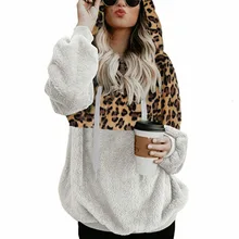 Autumn Winter Jumper Fleece Sweater Women Plus Size 5XL Leopard Zipper Pocket Fluffy Sweaters Pullover Pull Femme Sherpa Tops