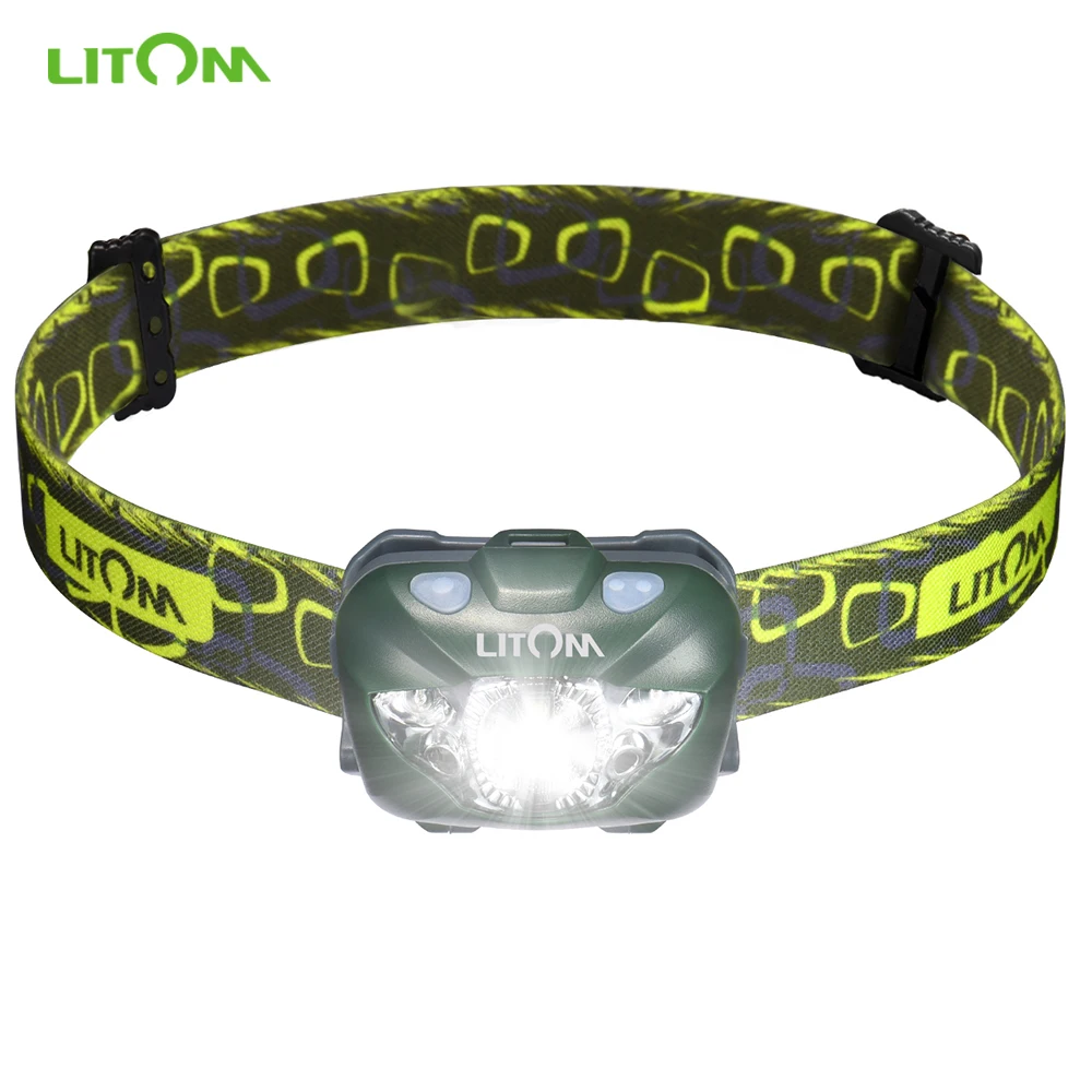 

LITOM LED Headlamp Fishing Camping Headlight IPX6 Waterproof Lights with 6 Lighting Modes Rechargeable Bright Torch Flashlight