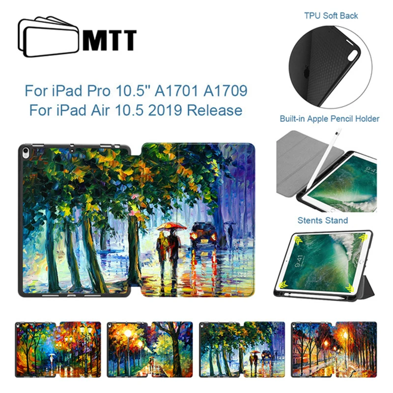 

MTT Case For iPad Air Pro 10.5 inch 2017 Soft TPU PU Leather Flip Stand Tablet Case Oil Painting Cover Auto Sleep Wake Up Funda