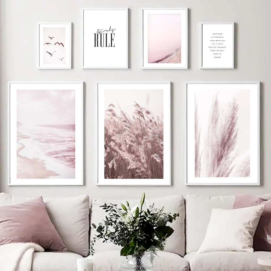 Danish Pastel Reed Grass Beach Foam Waves Wall Art Canvas Painting Nordic Posters And Prints Wall Pictures For Living Room Decor Painting Calligraphy Aliexpress