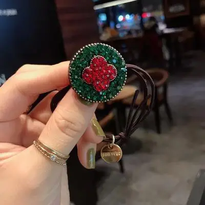 Корейские весенние новые стильные Цветочные Стразы, аксессуары для волос, банты для волос, эластичные резинки для волос, резинки для волос, кольцевые повязки на голову для девочек - Цвет: D