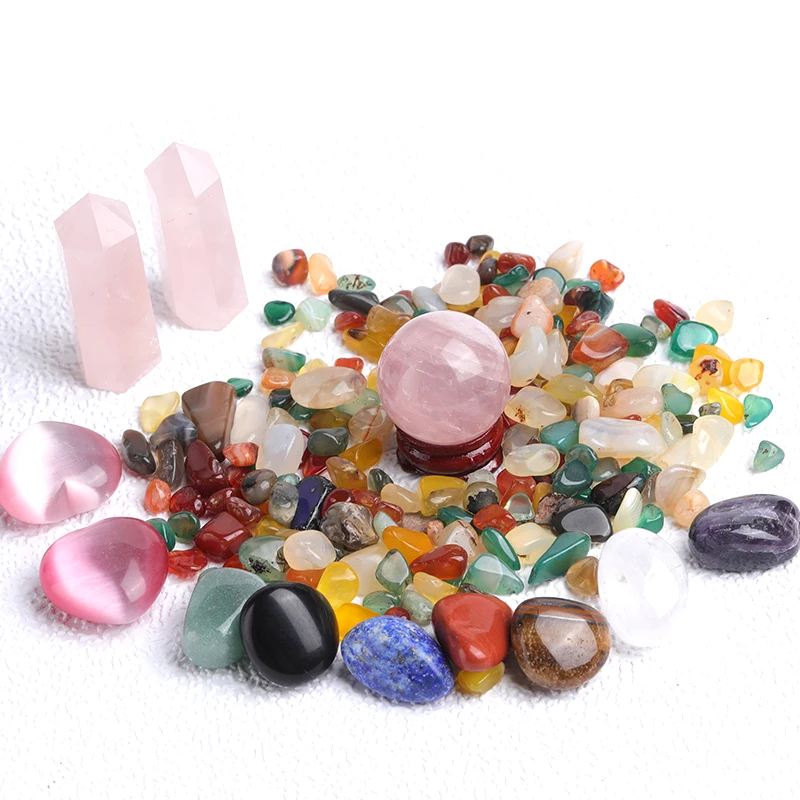 

1Set Natural crystal point Healing stone magic wand 7 Chakra Stone Collection Reiki Crystal Crafts with gifts box Creative Gifts