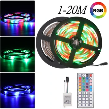 

RGB LED Strip Light 3528 Leds 1M 5M 10M 15M 20M LED Light Strip Tape 44Key RGB Remote Controller Flexible LED Tape Neon Ribbon