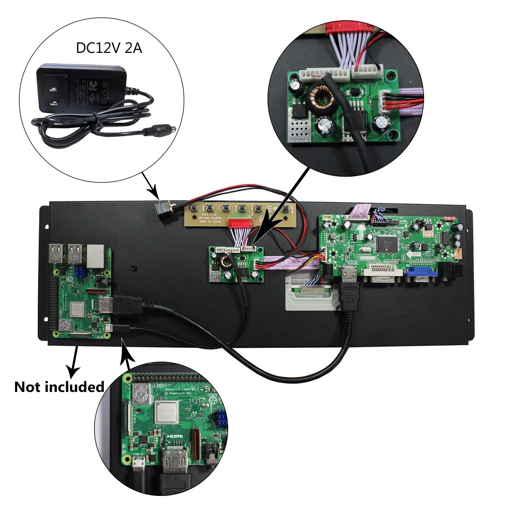 VSDISPLAY 14.9 インチ 1280x390 LTA149B780F ブラケット LCD