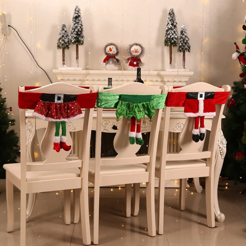 Кухонные принадлежности, чехлы для обеденного стула, рождественские чехлы на спинку стула для рождества, праздника, праздничного украшения