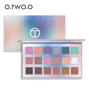 

O.TWO.O 18 Color Eyeshadow Palette Pigmented Powder Makeup Pearlescent Matte Easy to Blend Rich Color Aurora Borealis Eye Shadow