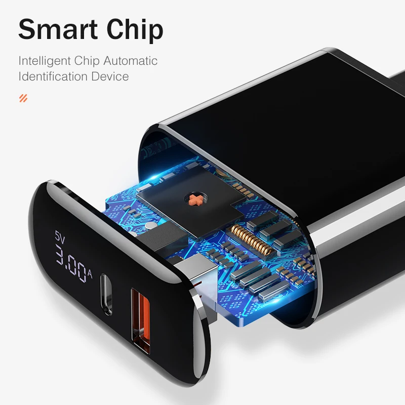 Быстрая зарядка 3,0 USB зарядное устройство для iPhone samsung REDNUT светодиодный дисплей type-C PD быстрое настенное зарядное устройство для мобильного телефона Xiaomi huawei
