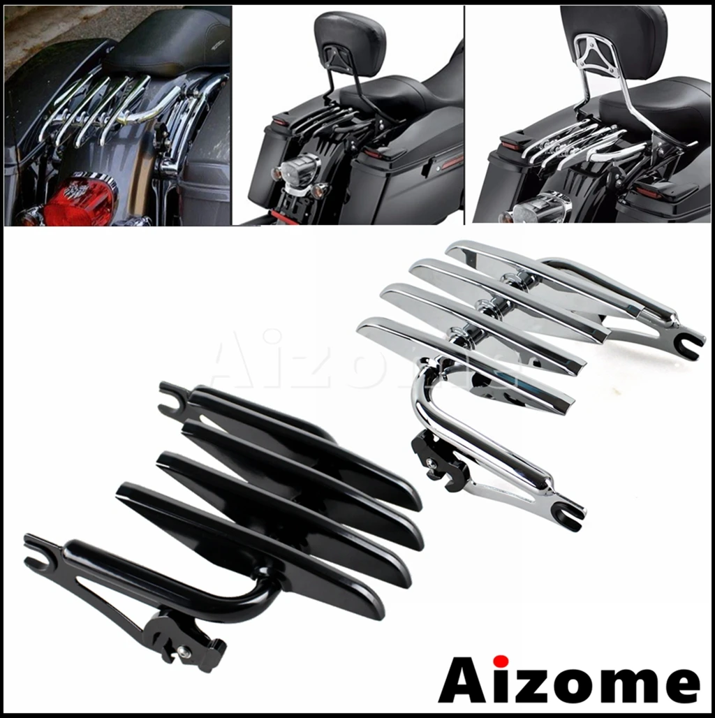 

Steel Motorcycle Detachable Two-up Stealth Luggage Rack For Harley Touring Road King Street Glide Electra Glide Road Glide 09-22