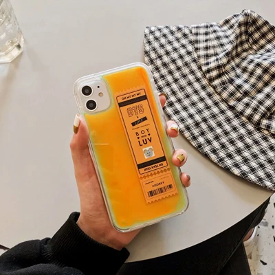Цвет: желтый От Дженни жидкий зыбучий песок для-iPhone 11 Pro x xr xs max 7 8 Plus этикетка набор текста на телефоне защитный жесткий чехол - Цвет: Цвет: желтый