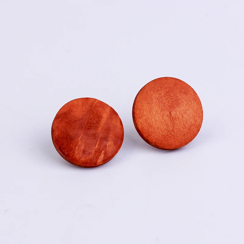 YAMEGA Korean Simple Design Log Wooden Earrings Red Brown Round Wood Alloy Earring Female Trendy Jewelry For Women Girls Gifts - Окраска металла: A2