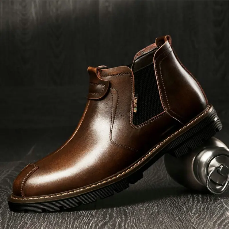 

High Quality Winter Autumn Men Chelsea Boots Winter Ankle Martin Boots Outdoor Work Tactical Genuine Leather Boots A55-41