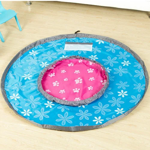 New Portable Baby Play Mat Toy Storage Bag Kids Playing Floor Blanket Mat Travel Picnic Mat Toy Organizer Drawstring Storage Bag