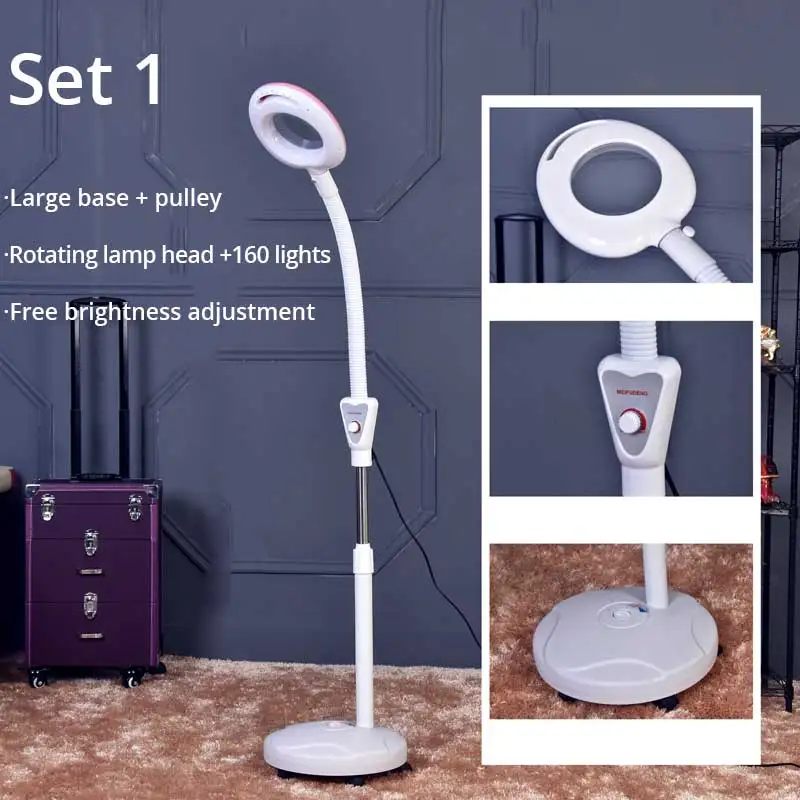 Set 1 220V 3X Circline светодиодный светильник увеличительное Стекло холодной вытертые штаны Управление пол бестеневые лампа лупа для Красота для салонов ногтей и тату - Цвет: Set 1