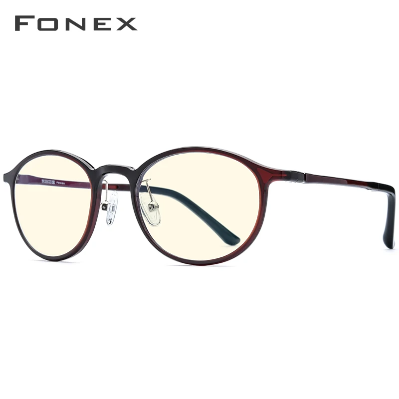 FONEX Ultem TR90 анти синий светильник, очки для мужчин, очки, очки для женщин, анти синий игровой компьютер, очки AB04 - Цвет оправы: Красный