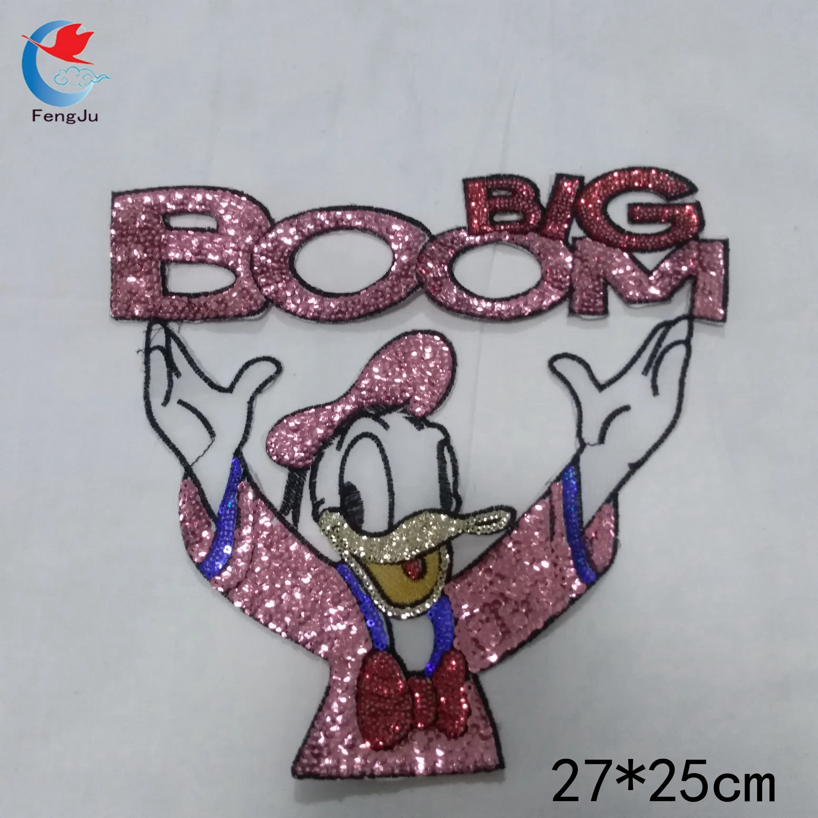 

FengJu Colourful duck Patches For Clothes Iron On Sequin Applique Badge Sticker Applications Motif Embroidery Accessories 2pcs