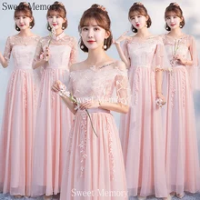 J749 wiosna jesień lato różowa szara szyfonowa długie suknie dla druhny słodka pamięć dziewczyny Plus rozmiar wesele sukienka Graduation