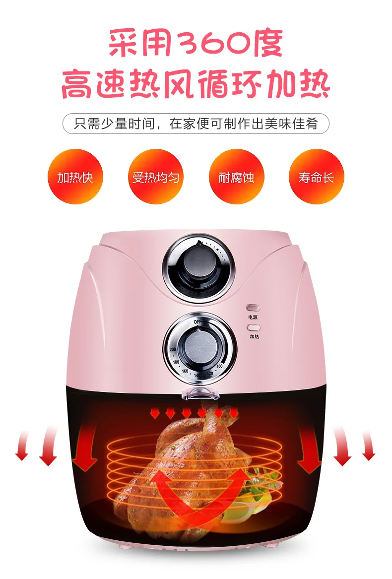 220V 1200W 2.5L дома мультипечь для приготовления пищи без масла Электрический ярмарка фритюрница с двумя решетками Автоматическая многофункциональная машина фри воздуха фритюрница с двумя решетками