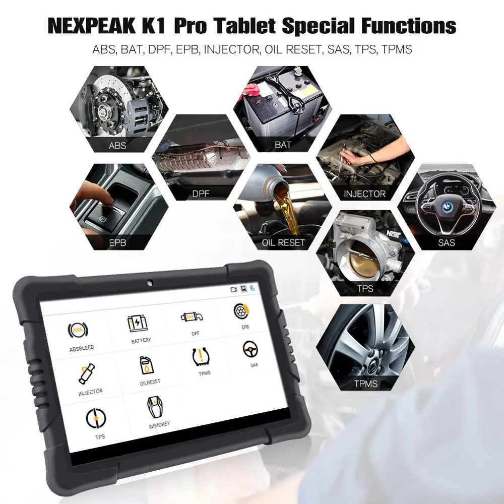 NEXPEAK Obd2 Scanner K1 Pro Car Diagnosis Universal ABS SRS DPF Oil Reset Bluetooth Auto Key Programmer Code Reader PK X6 MK808