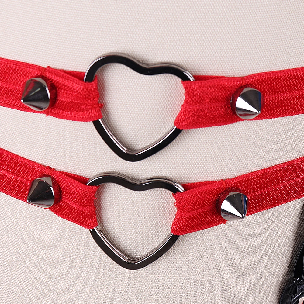 Punk Rave Garters Elastic Body Harness Red Goth Sexy Lingerie Stockings Garter Belt Women Bondage Suspender Leg Harness